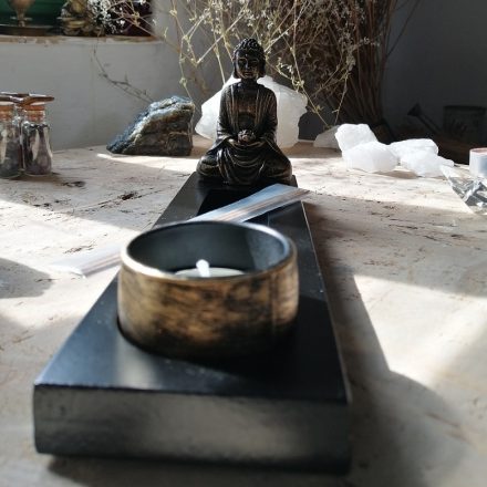 Buddha Zen kert füstölő-és mécsestartó