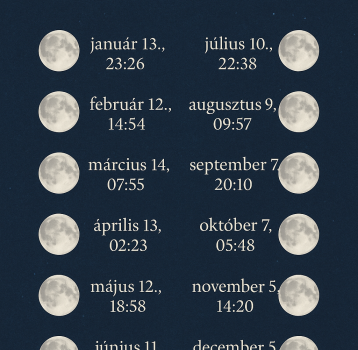 Telihold naptár 2025. évre